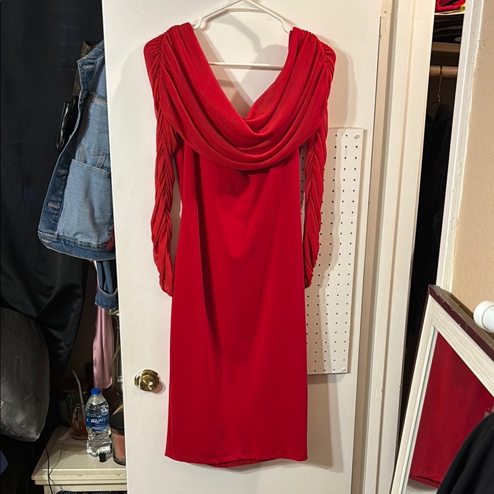 Elegant Red Draped Dress